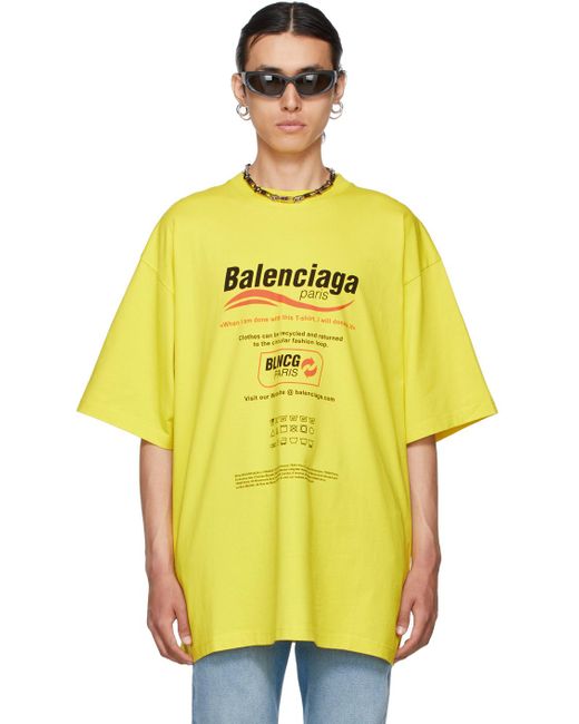 メンズ Balenciaga ボックス T シャツ Yellow
