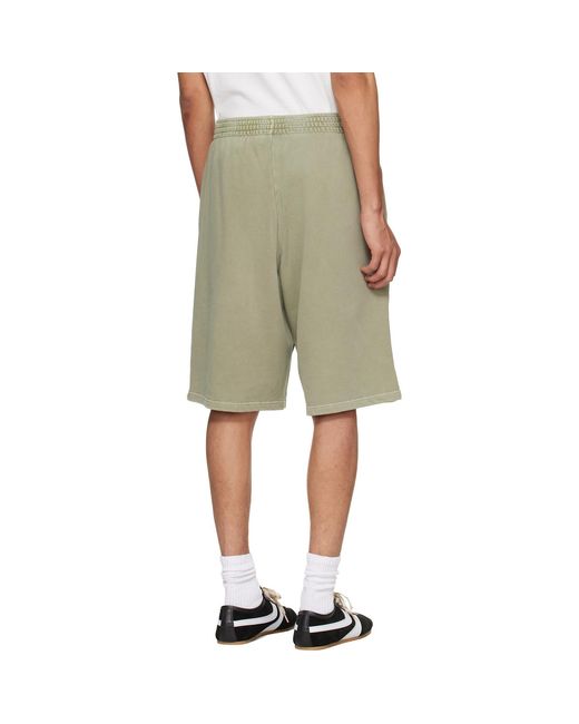 Martine Rose Green Khaki Sweat Shorts for men