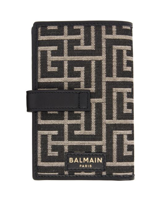 Balmain Gray Pulse Holder Monogram Jacquard Card Holder for men