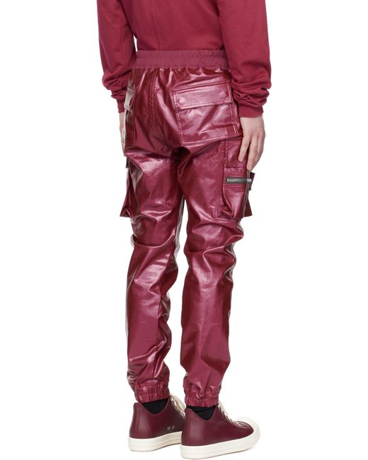 Rick Owens Red Pink Mastodon Denim Cargo Pants for men