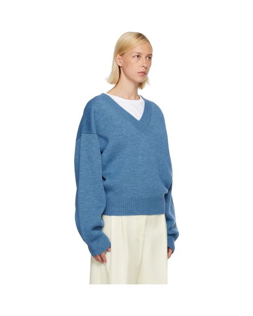 Rohe Blue V-Neck Knitted Sweater