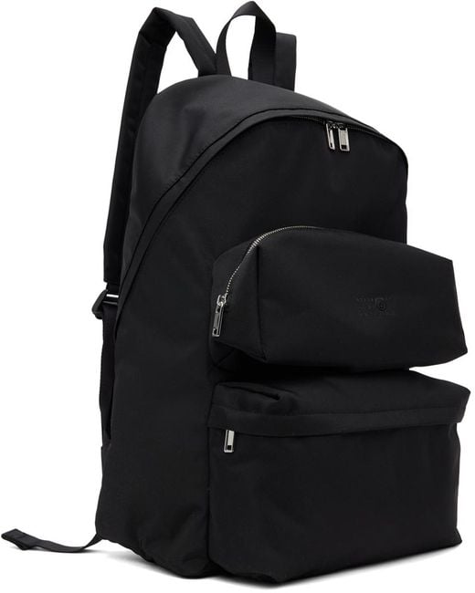 MM6 by Maison Martin Margiela Black Three-pocket Cordura Backpack for men