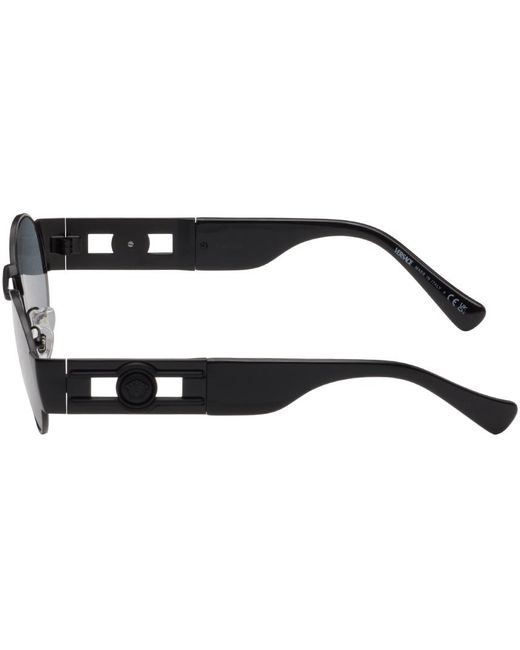 Versace Black Medusa Deco Oval Sunglasses for men