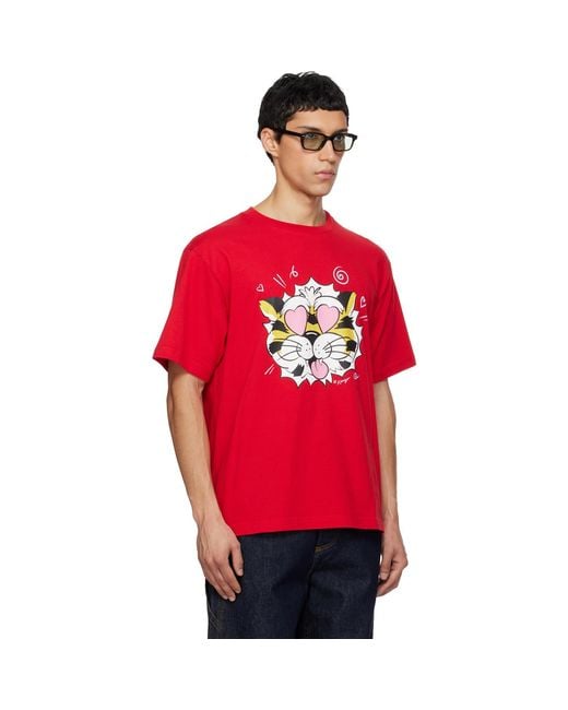 KENZO Red Paris Wild Tiger' Oversized T-Shirt for men