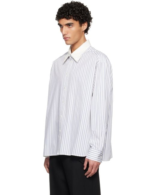 Lanvin White Oversized Striped Cotton Poplin Shirt for men