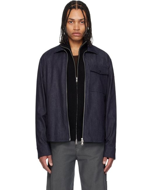 Blouson À Manches Longues Bleu En Denim À Glissière Moncler pour homme en coloris Black