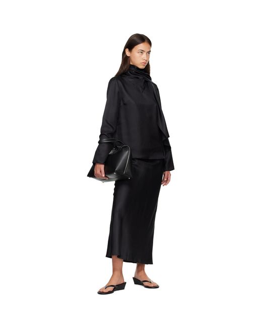 Loulou de Saison Black Gala Silk Twill Scarf Blouse