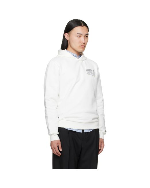 Lacoste White Off- Roland-Garros Edition Graphic Hoodie for men
