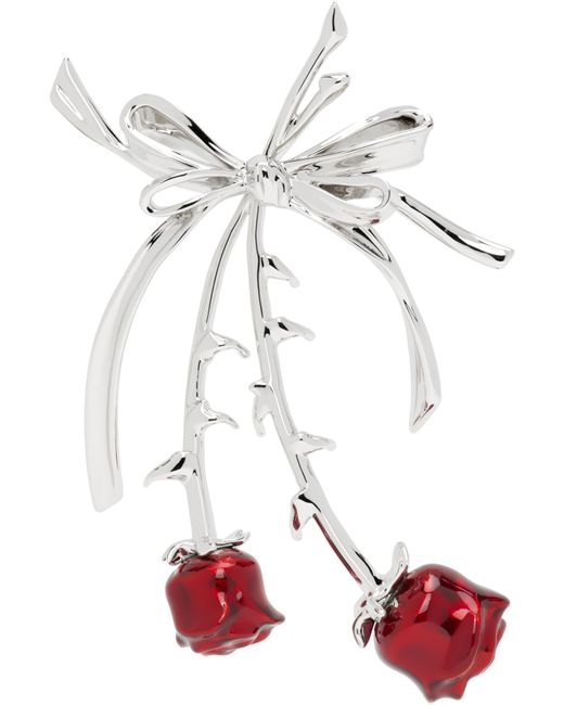 ShuShu/Tong White Yvmin Edition Double Rose Bow Single Earring