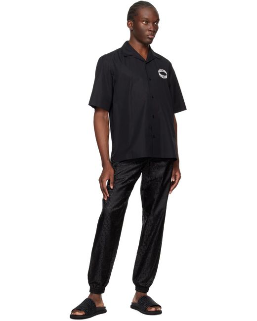 Chemise noire à logo modifié contrecollé Moschino pour homme en coloris Black