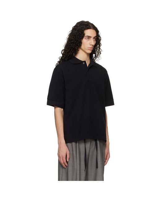 Studio Nicholson Black Balaton Jersey Polo for men
