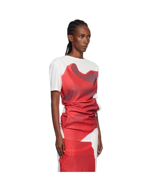 Issey Miyake Red Knit 'As Represented' Blouse