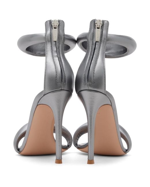 Gianvito Rossi Metallic Gunmetal Bijoux Heeled Sandals