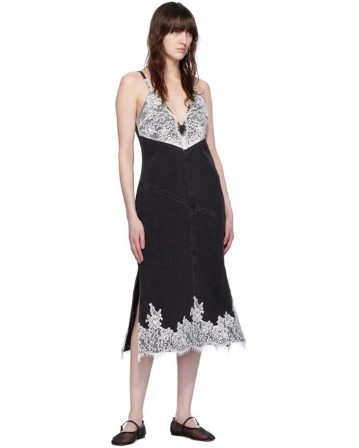3.1 Phillip Lim Black & White Paneled Denim Midi Dress