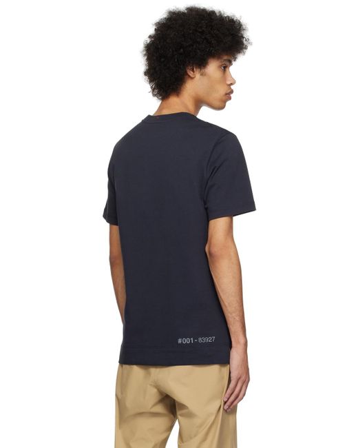 T-shirt bleu marine à ourlet allongé à l'arrière 3 MONCLER GRENOBLE pour homme en coloris Blue