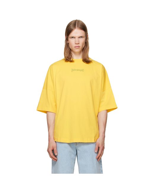 Palm Angels Yellow Outline Logo Over T-Shirt for men