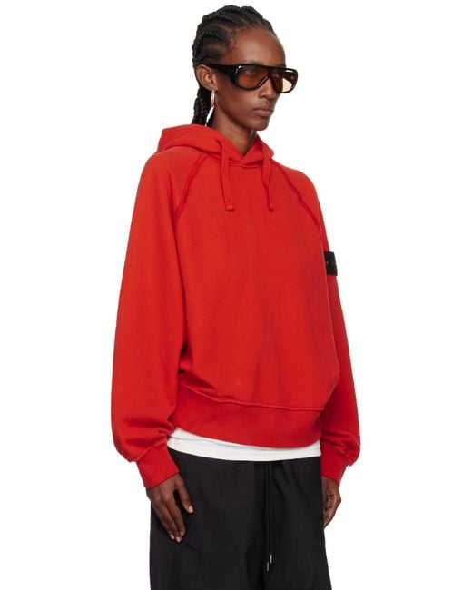Stone Island レッド 6100023 Brushed Organic Cotton Fleece フーディ Red