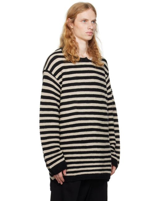 Yohji Yamamoto Black Striped Sweater for men