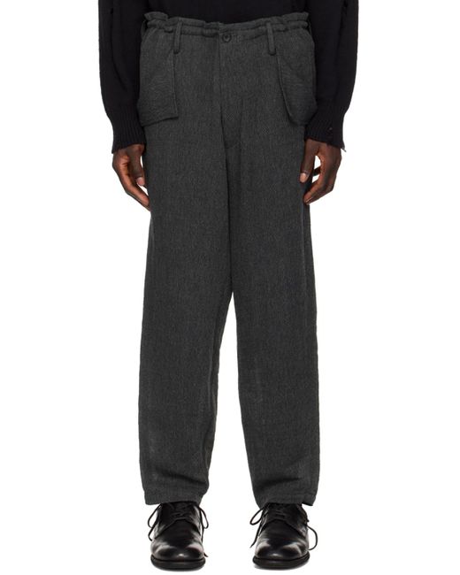 Yohji Yamamoto Black Flap Pocket Trousers for men