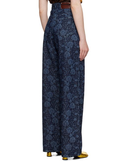 Dries Van Noten インディゴ プリント デニム ジーンズ Blue