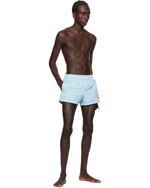 Versace Black Blue Barocco Swim Shorts for men
