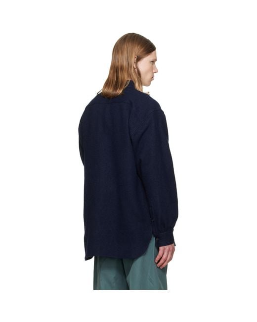 Dries Van Noten Blue Wool Overshirt for men