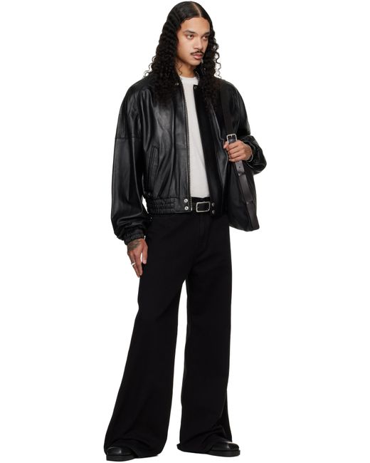 Lu'u Dan Black Blouson Leather Jacket for men