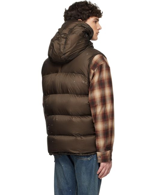 Undercover Brown Quilted Down Vest for men