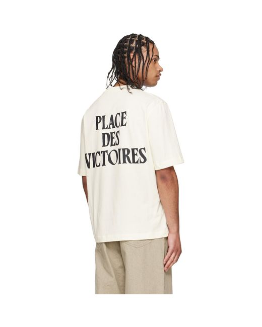 AMI White Cotton Place Des Victoires Print T-Shirt for men