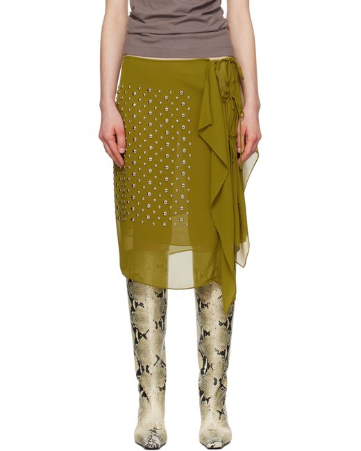 Dries Van Noten グリーン スタッズ ミディアムスカート Green