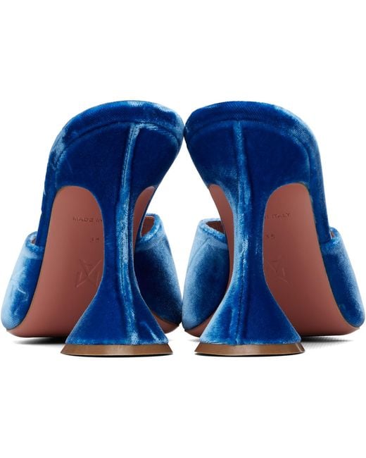 AMINA MUADDI Blue Lupita 95 Slipper Heeled Sandals