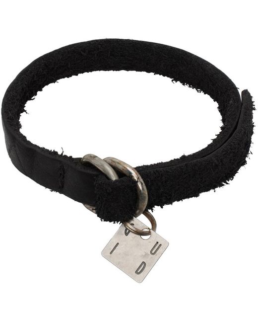 Guidi Black Bison Leather Bracelet for men