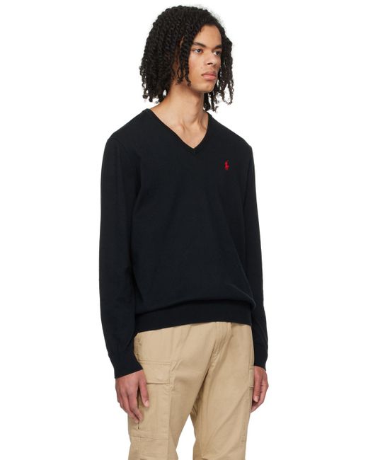 Polo Ralph Lauren Black V-neck Sweater for men