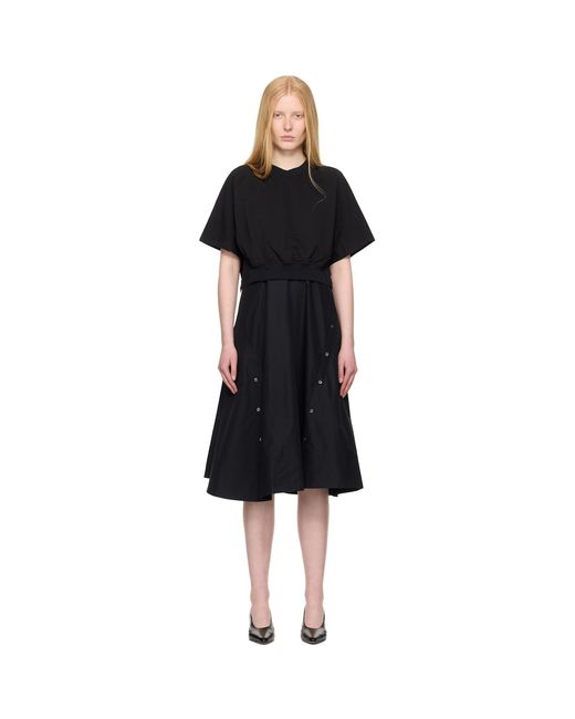 3.1 Phillip Lim Black Short Sleeve French Terry Combo Midi Dress