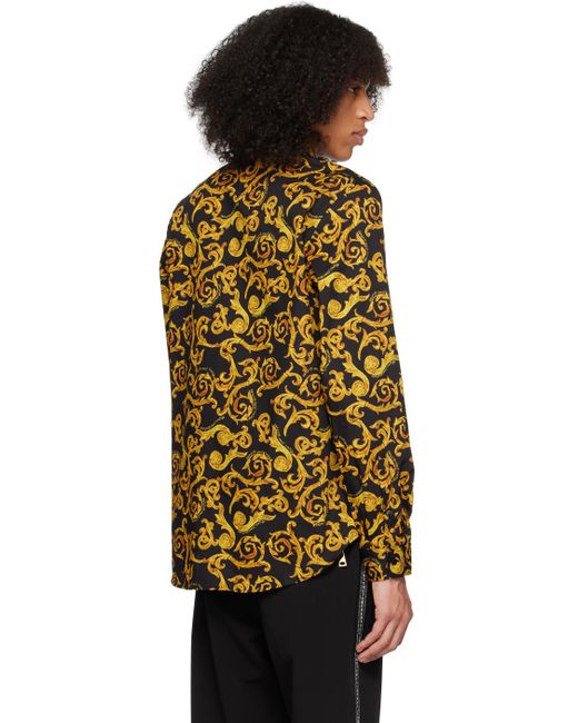 Versace Orange Black & Gold Sketch Couture Shirt for men