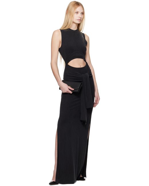 Robe Longue Noire À Nœud Et À Découpe Balmain en coloris Black
