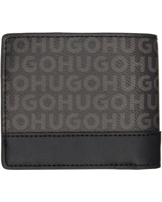 HUGO Black Stacked-Logo Wallet for men