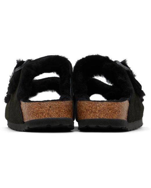 Sandales Étroites Arizona Noires À Doublure En Peau Retournée Birkenstock en coloris Black