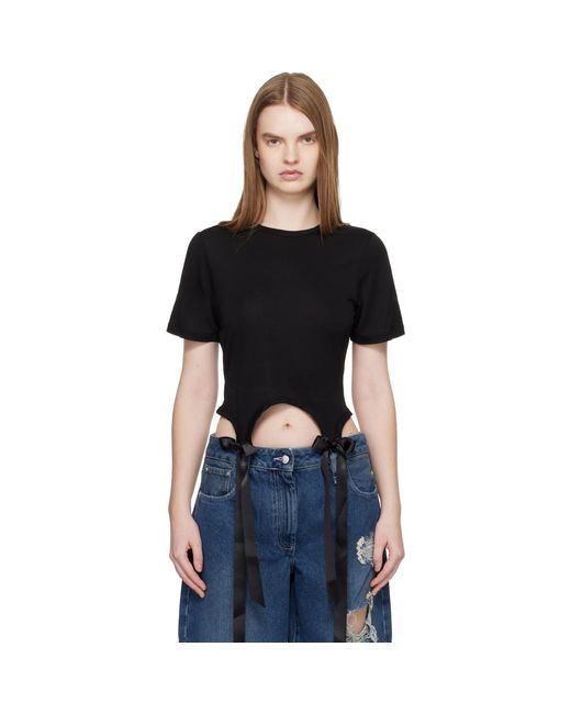 Simone Rocha Black Bow Tail Easy T-Shirt