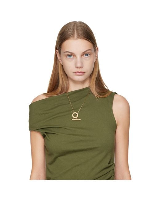 Burberry Metallic Check Granulation T-Bar Necklace