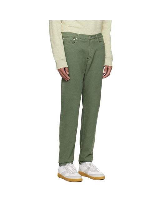 A.P.C. Green Mid-Rise Tapered Jeans for men