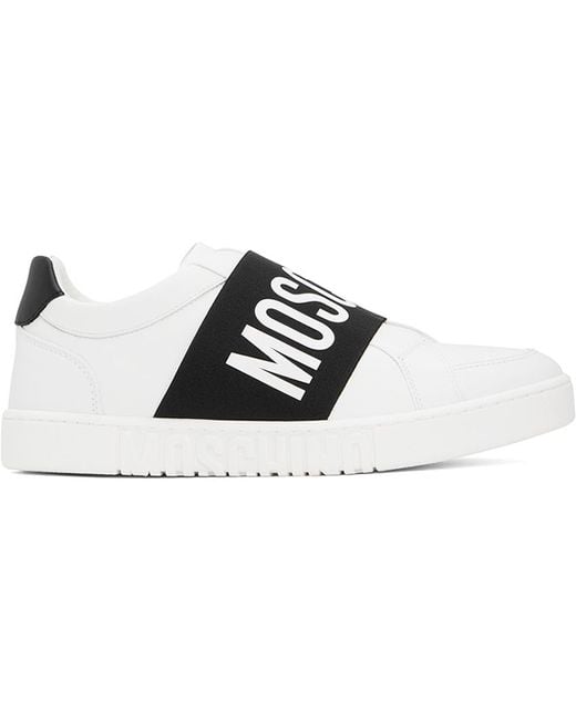 メンズ Moschino &ホワイト スリッポンスニーカー Black