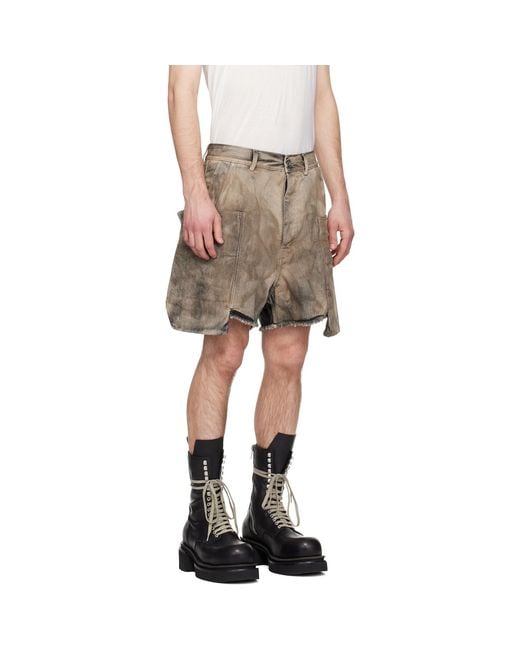 Rick Owens Multicolor Temple Denim Stefan Cargo Shorts for men