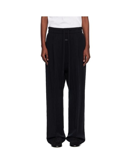 Fear Of God Black Tencel Nylon Drawstring Straight Trousers