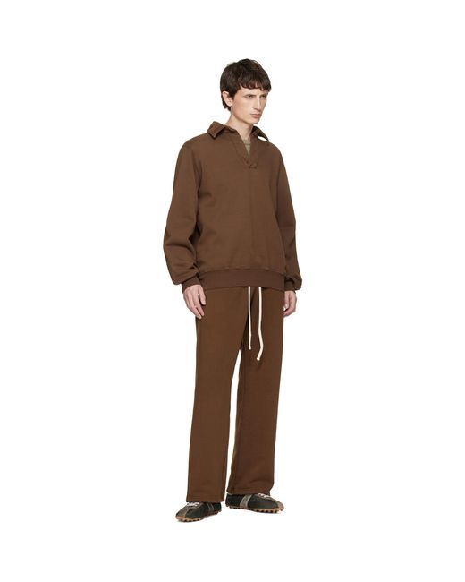 Les Tien Brown Heavyweight Moto Back Polo for men