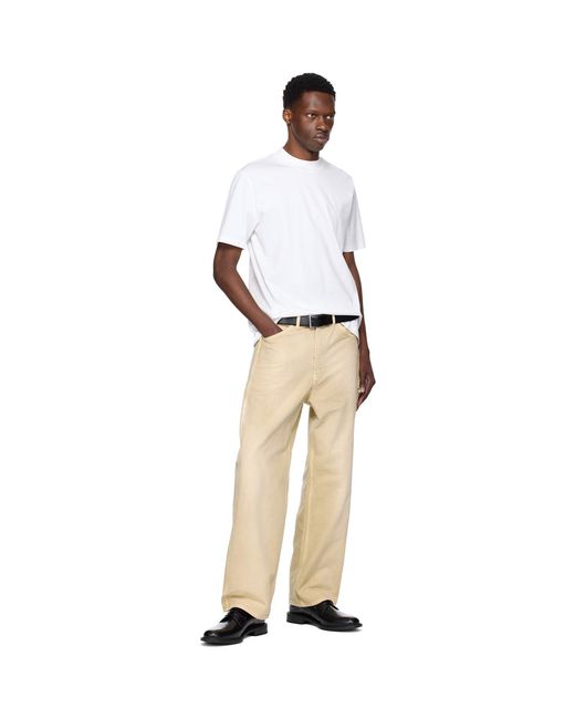 HUGO White Slim-Fit Stand Collar T-Shirt for men