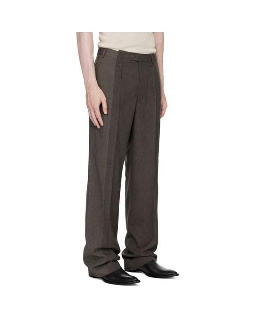 Maison Margiela Gray Taupe Two-Tone Wool Trousers for men