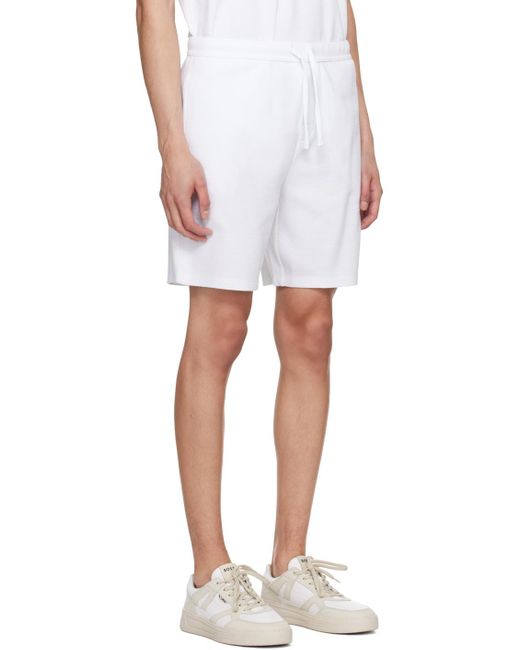 Boss White Embroide Shorts for men