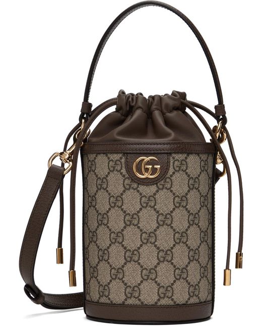 Gucci Black Beige Mini Ophidia Bucket Bag