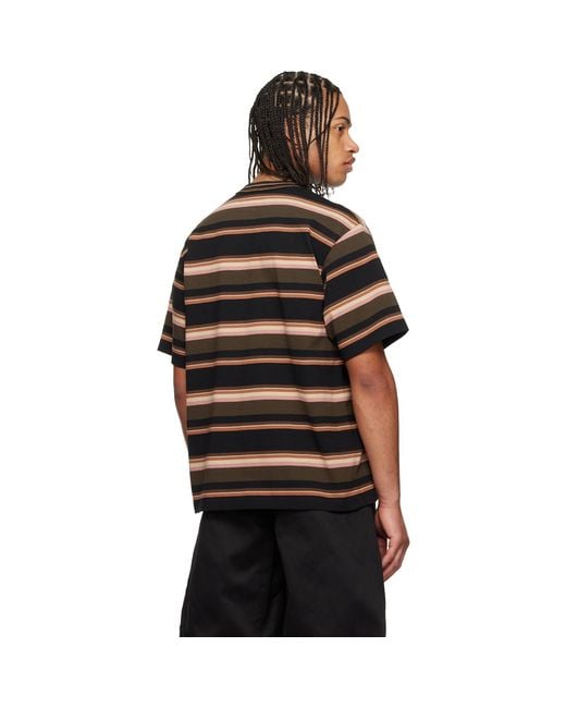 Sacai Black Horizontal Stripe T-Shirt for men